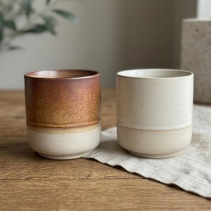 Two-Tone Glazed Ceramic Candle Vessel