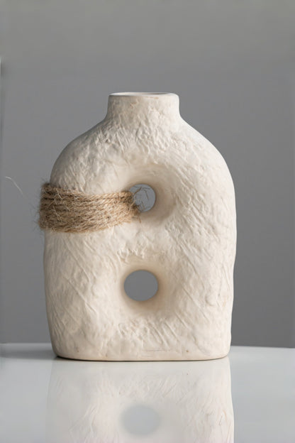 Textured Rope Band Ceramic Bud Vase