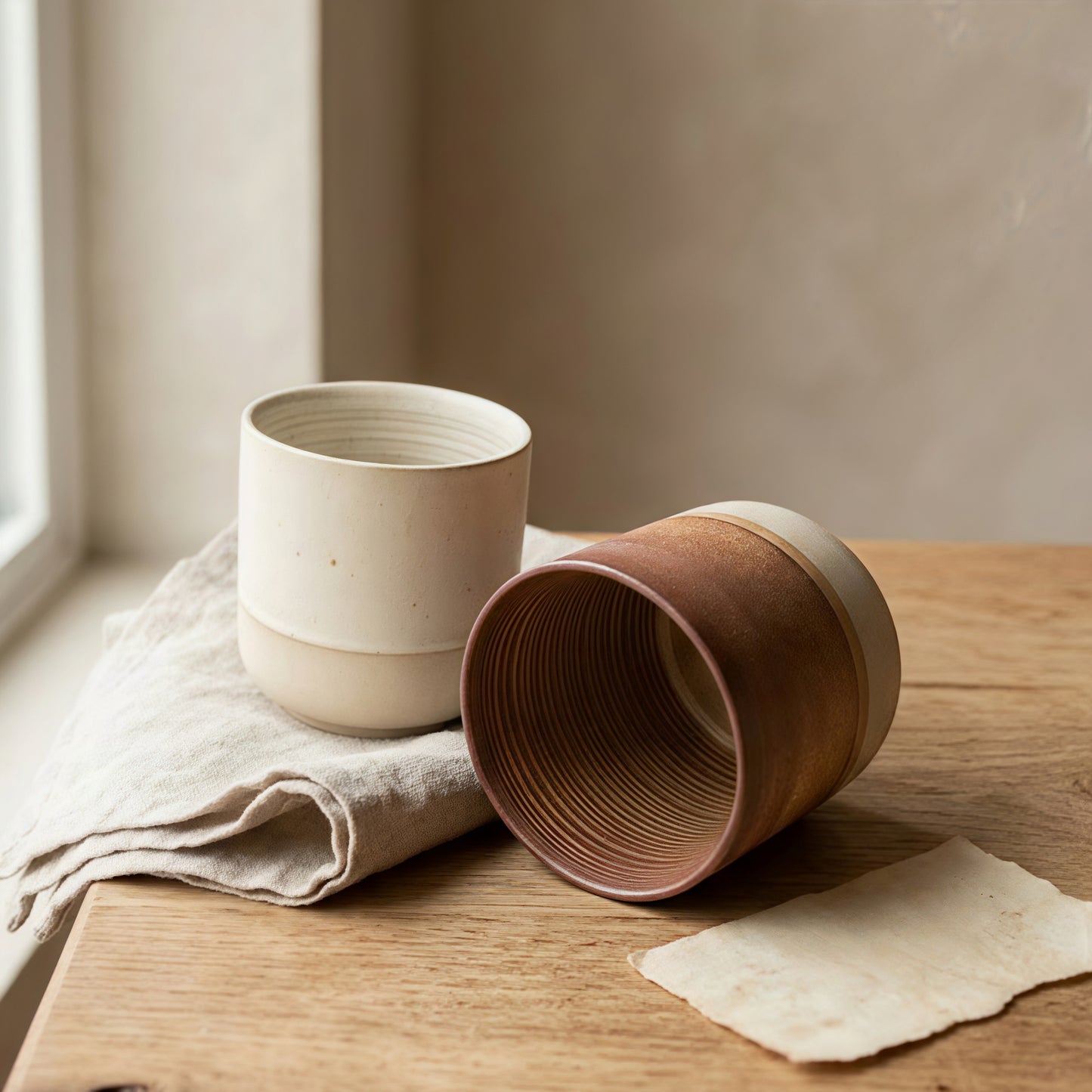 Two-Tone Glazed Ceramic Candle Vessel