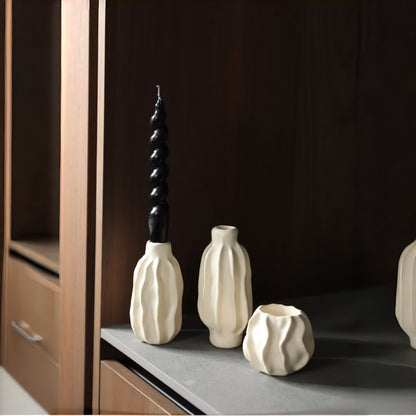 Wavy Sculptural Ceramic Taper Candle Holders