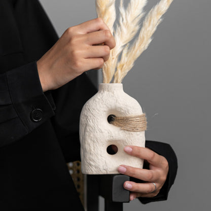 Textured Rope Band Ceramic Bud Vase
