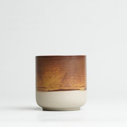 Two-Tone Glazed Ceramic Candle Vessel