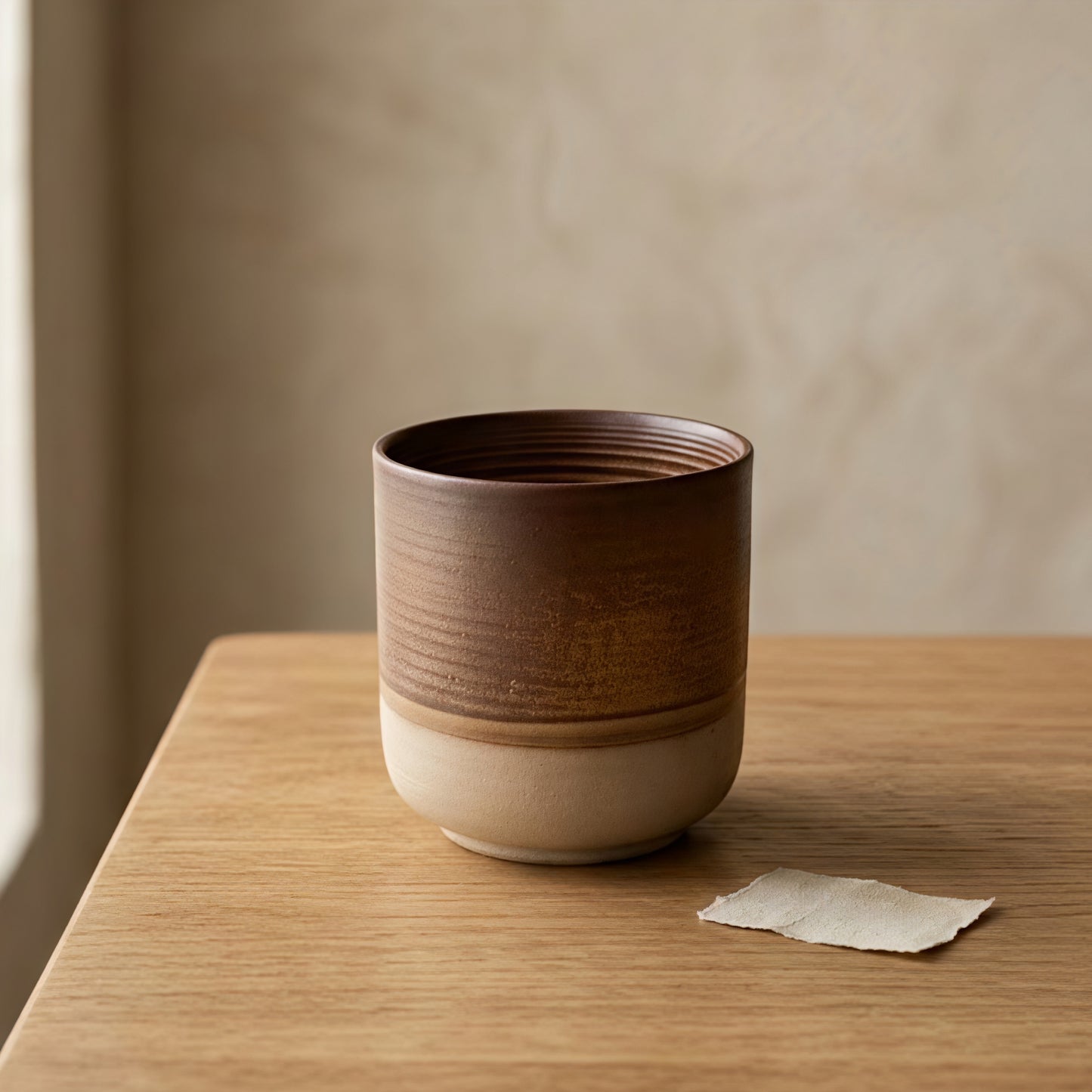 Two-Tone Glazed Ceramic Candle Vessel