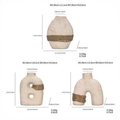 Textured Rope Band Ceramic Bud Vase