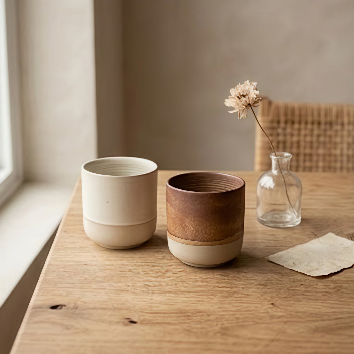 Two-Tone Glazed Ceramic Candle Vessel