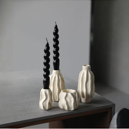 Wavy Sculptural Ceramic Taper Candle Holders