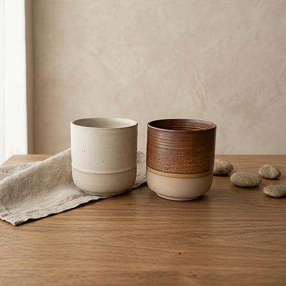 Two-Tone Glazed Ceramic Candle Vessel