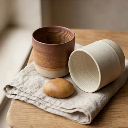 Two-Tone Glazed Ceramic Candle Vessel