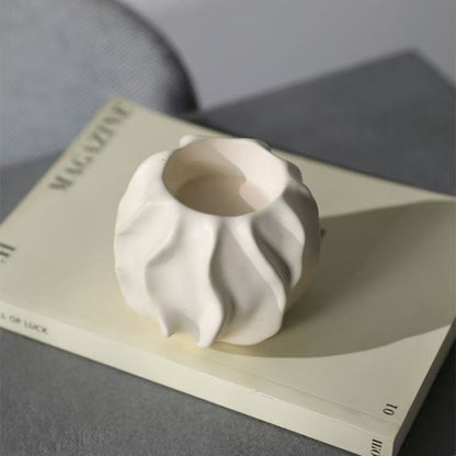 Wavy Sculptural Ceramic Taper Candle Holders