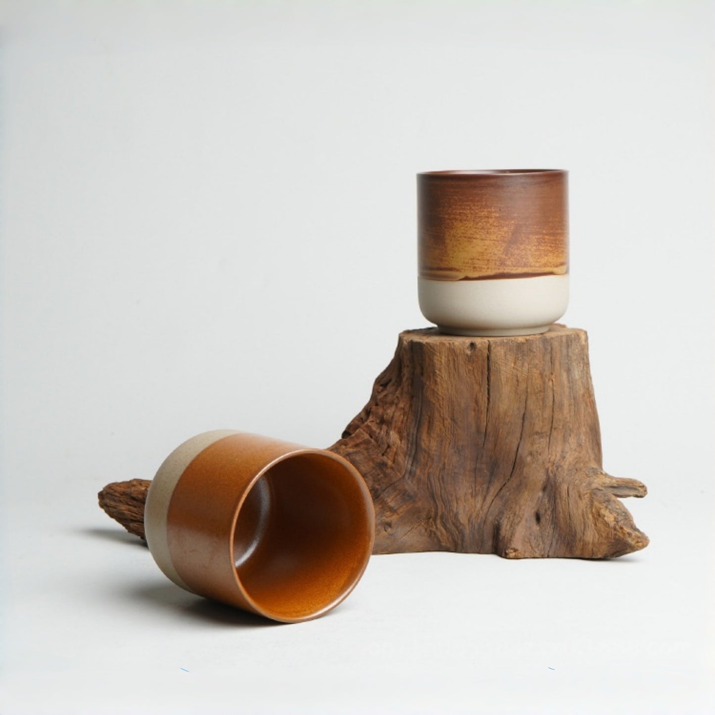 Two-Tone Glazed Ceramic Candle Vessel