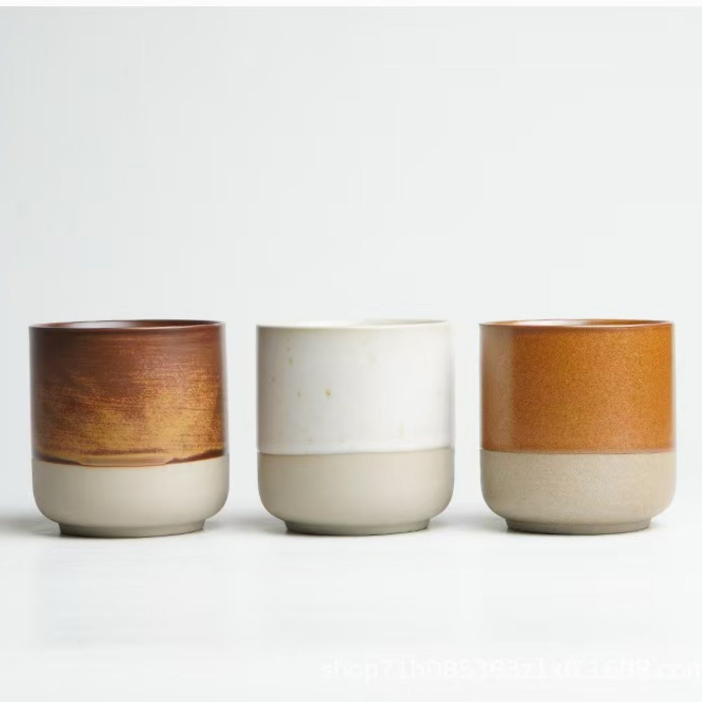 Two-Tone Glazed Ceramic Candle Vessel