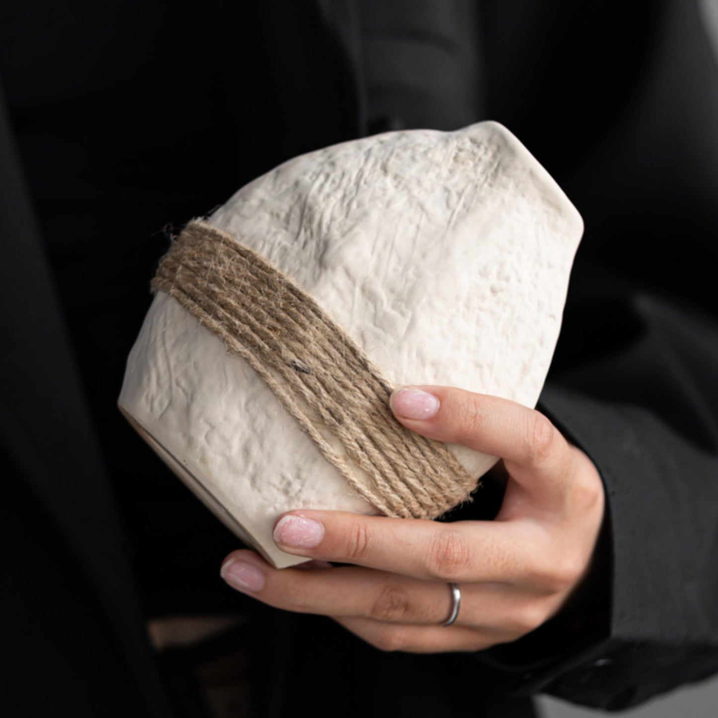 Textured Rope Band Ceramic Bud Vase