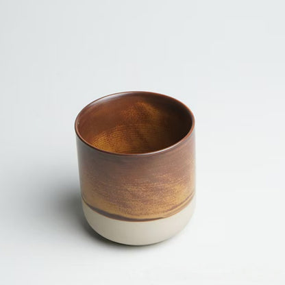 Two-Tone Glazed Ceramic Candle Vessel