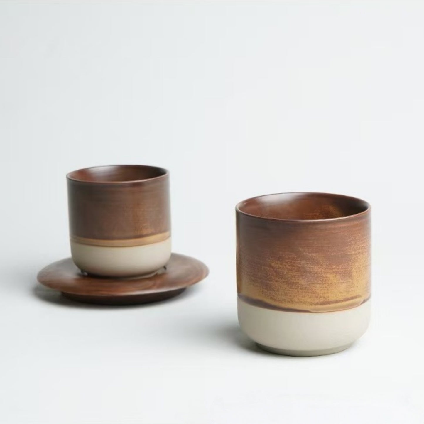 Two-Tone Glazed Ceramic Candle Vessel